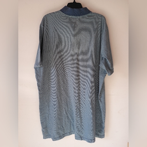 The Foundry Blue Striped Polo Shirt 2XLT Casual Short Sleeve Men's Top - Picture 6 of 7